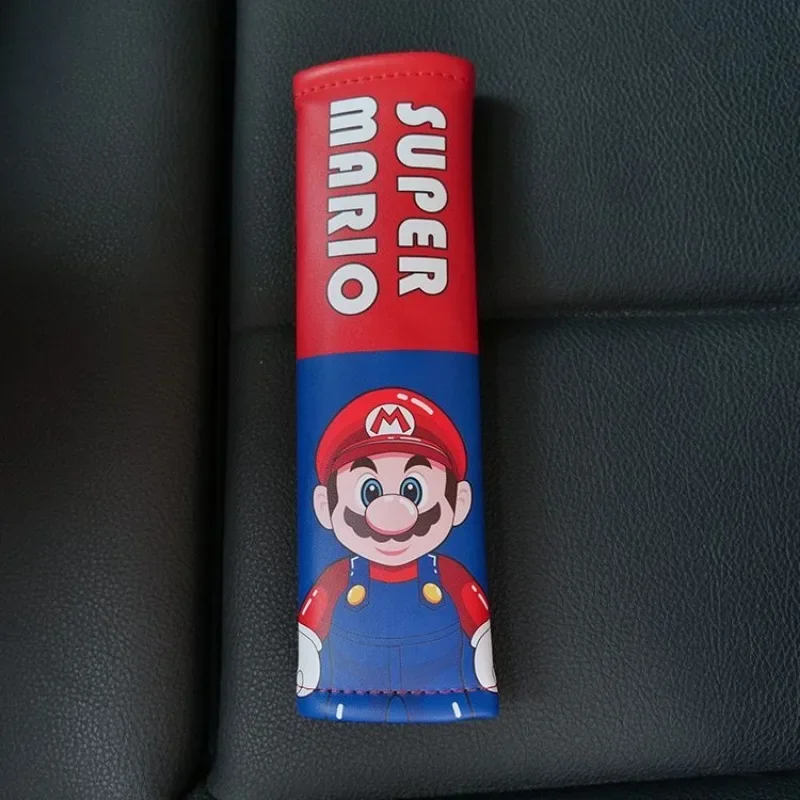 Super Mario Bros sabuk pengaman mobil, sabuk pengaman mobil kulit, pelindung kreativitas penutup bahu Model umum, dekorasi mobil Game