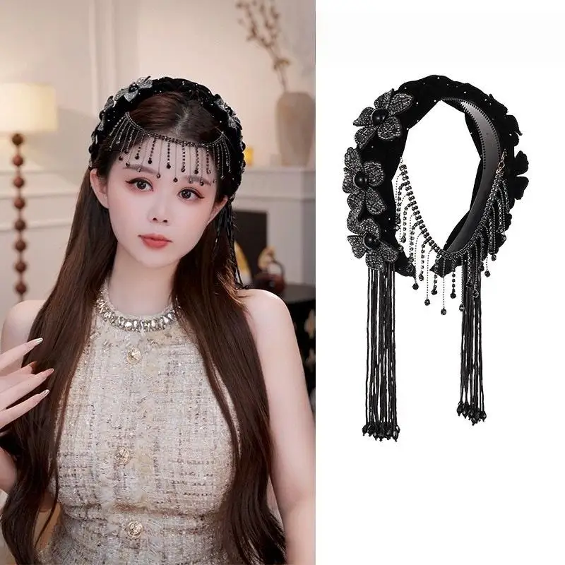 طوق شعر على شكل زهرة من حجر الراين اللامع للعرائس، عصابة رأس لحفلات الزفاف، هدايا لغطاء الرأس