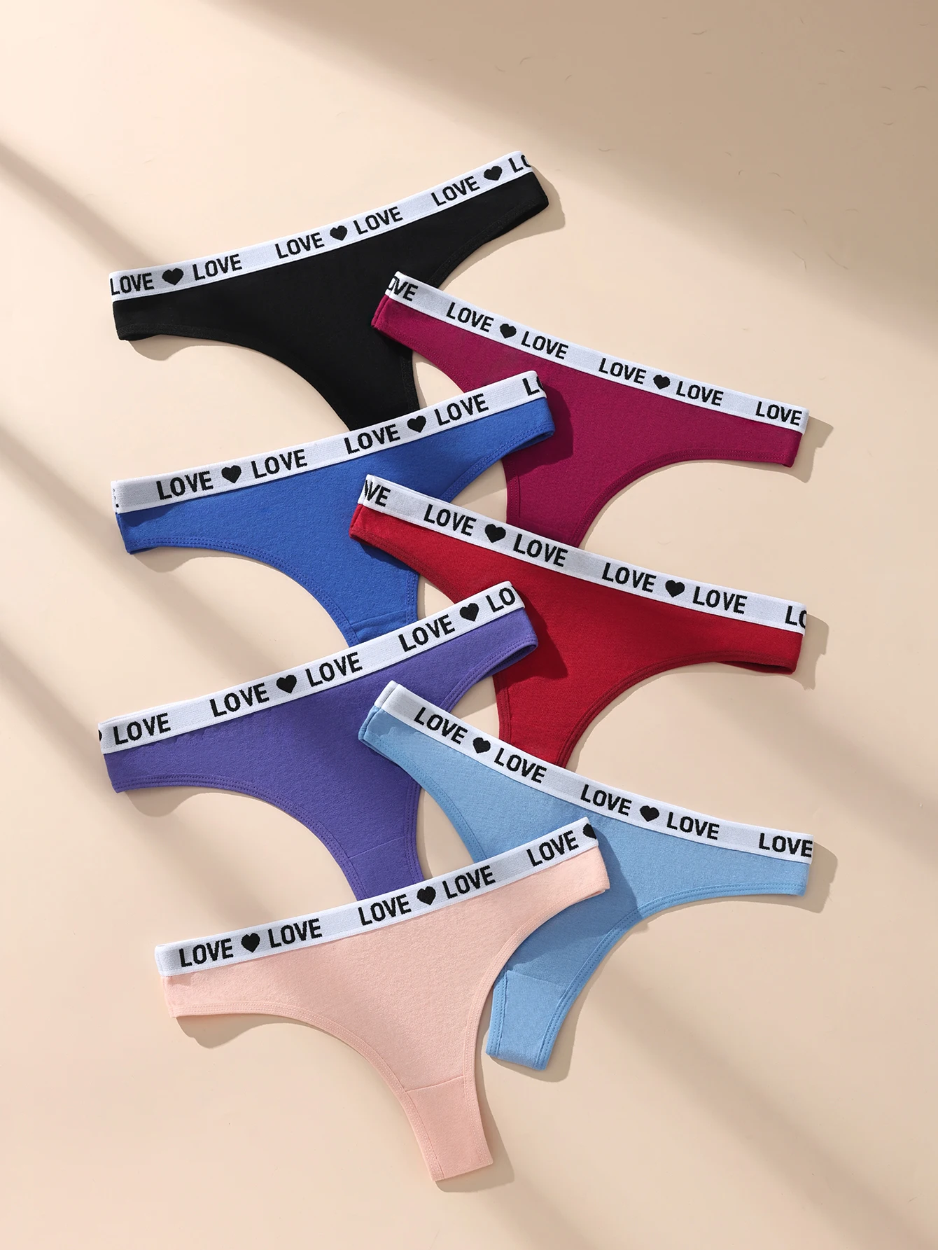 Awesomea 7Pcs Womens Low Waist Antibacterial Panties Comfortable Breathable Hip Hugging Butt Lifting Simple Letter Briefs