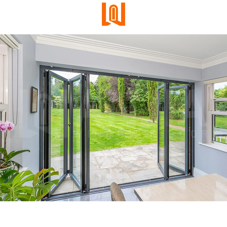 

Energy Efficient Thermal Break Courtyard Folding Entrance Doors Villa Interior Aluminum Folding Doors