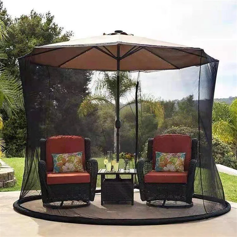Fine Mesh Cantilever Parasol Mosquito Net with Dual Zipper Doors, Insect Proof Netting for Garden Patio Umbrella Canopy