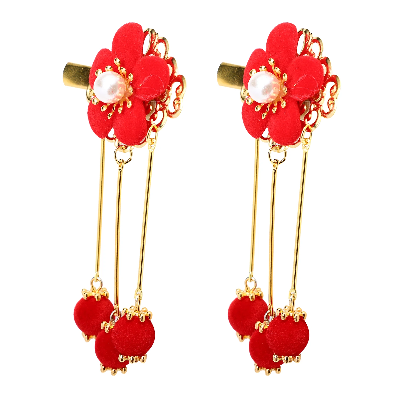 

Children Hanfu Kids Hairpins Tassel Flowers Clips Chinese Style Hair Clips Durable Alloy Safe Wear Decorations