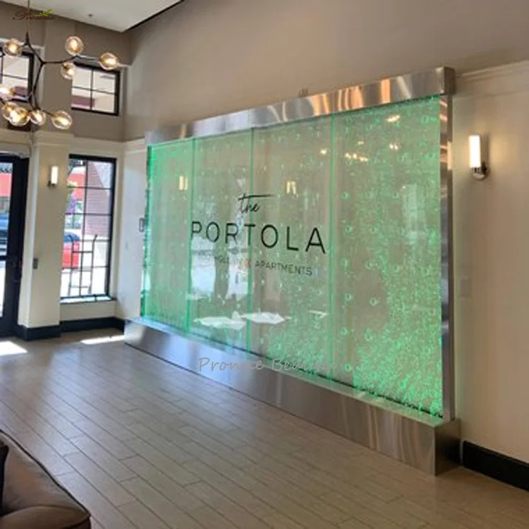 Customization.Decorative Acrylic Led Balcony Divider Screen Bubble Waterfall Wall Water Panel With logo