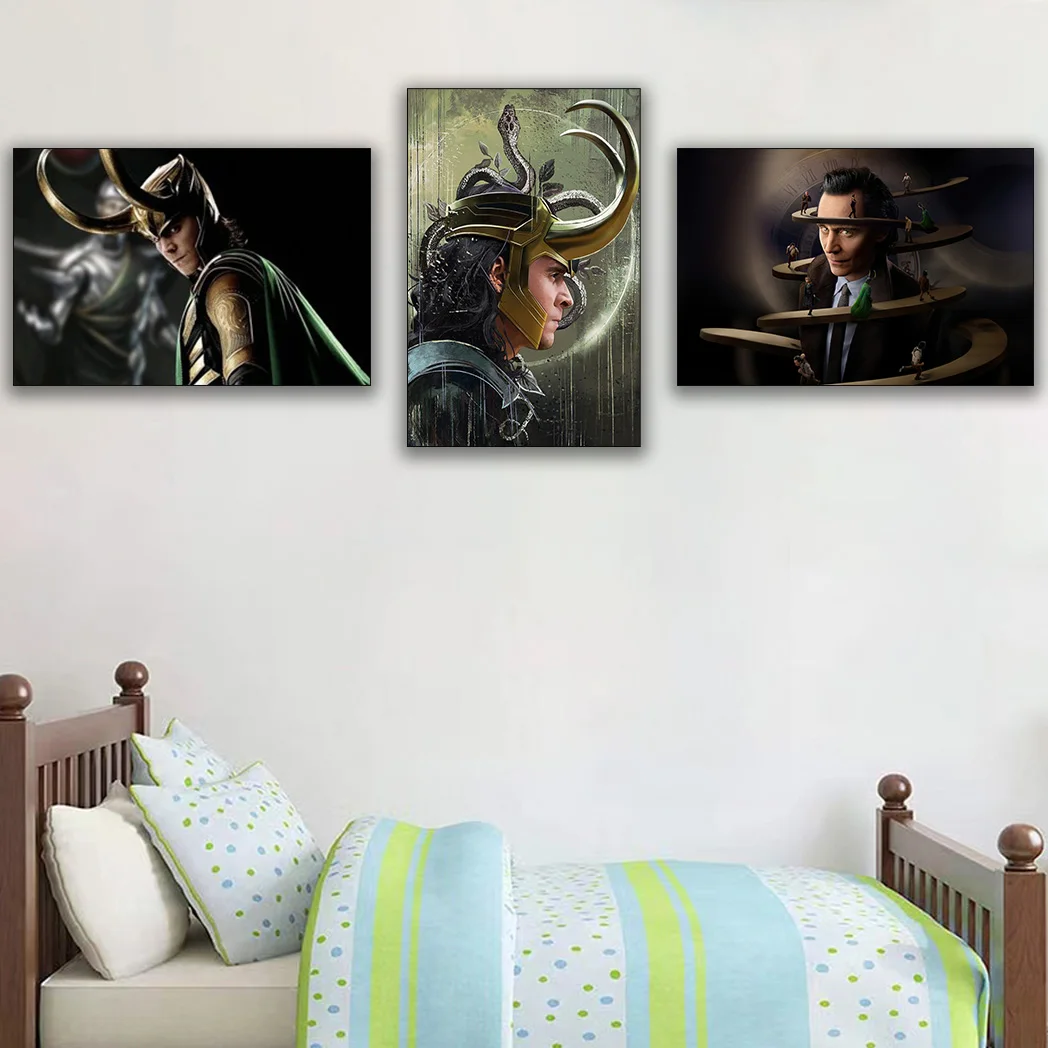 ملصقات فنية جدارية من MINISO Marvel Son of Odin Loki God of Story ديكور منزلي مناسبة لمشاهد مختلفة لوحة قماشية مزخرفة #4