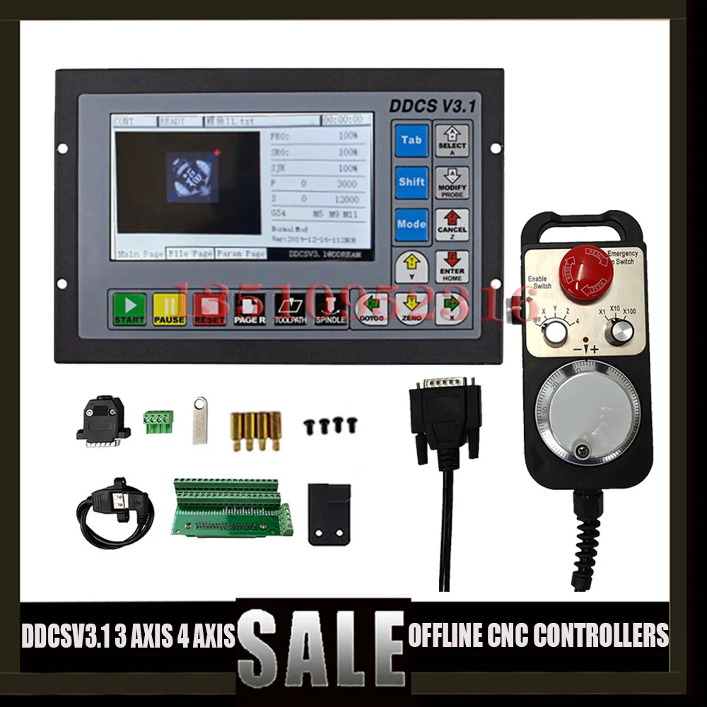 

Ddcsv3.1 3-axis 4-axis Cnc Controller 500khz G Code Offline Plc With Emergency Stop Sub Handwheel Mpg For Router Engraving