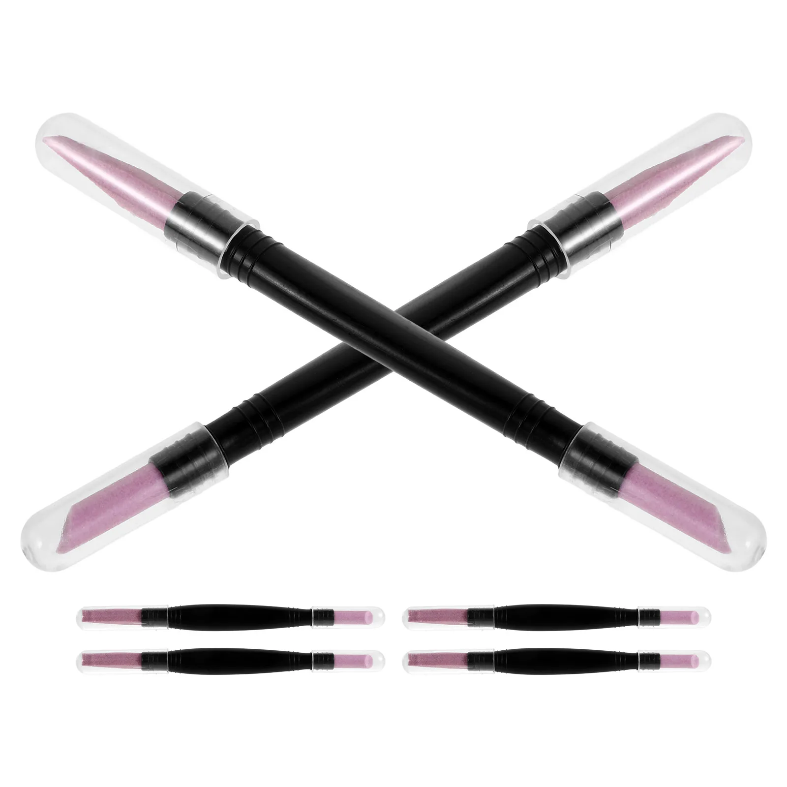 6 قطعة المزدوج رئيس مسمار الرملي القلم مانيكير ملحق مزيل الجلد الميت مسمار طحن تلميع القلم الجلد الميت إزالة أداة محمولة #2