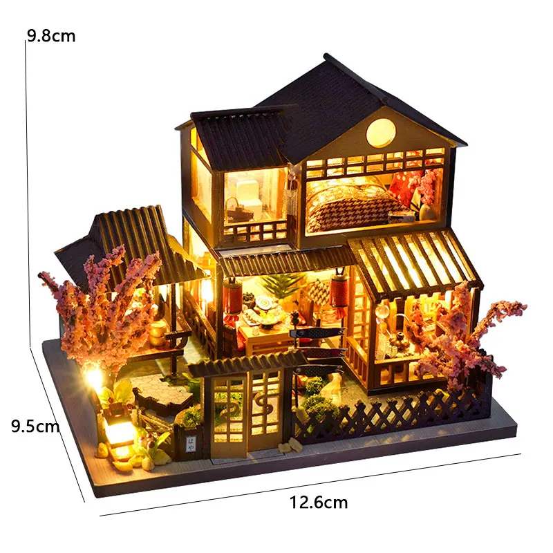 DIY Mini 3D Puzzles Holz Puppenhaus mit Möbel Licht Kits Puppenhaus Casa Miniatur Zubehör handgemachte Holzspielzeug Geschenke – Detail 1
