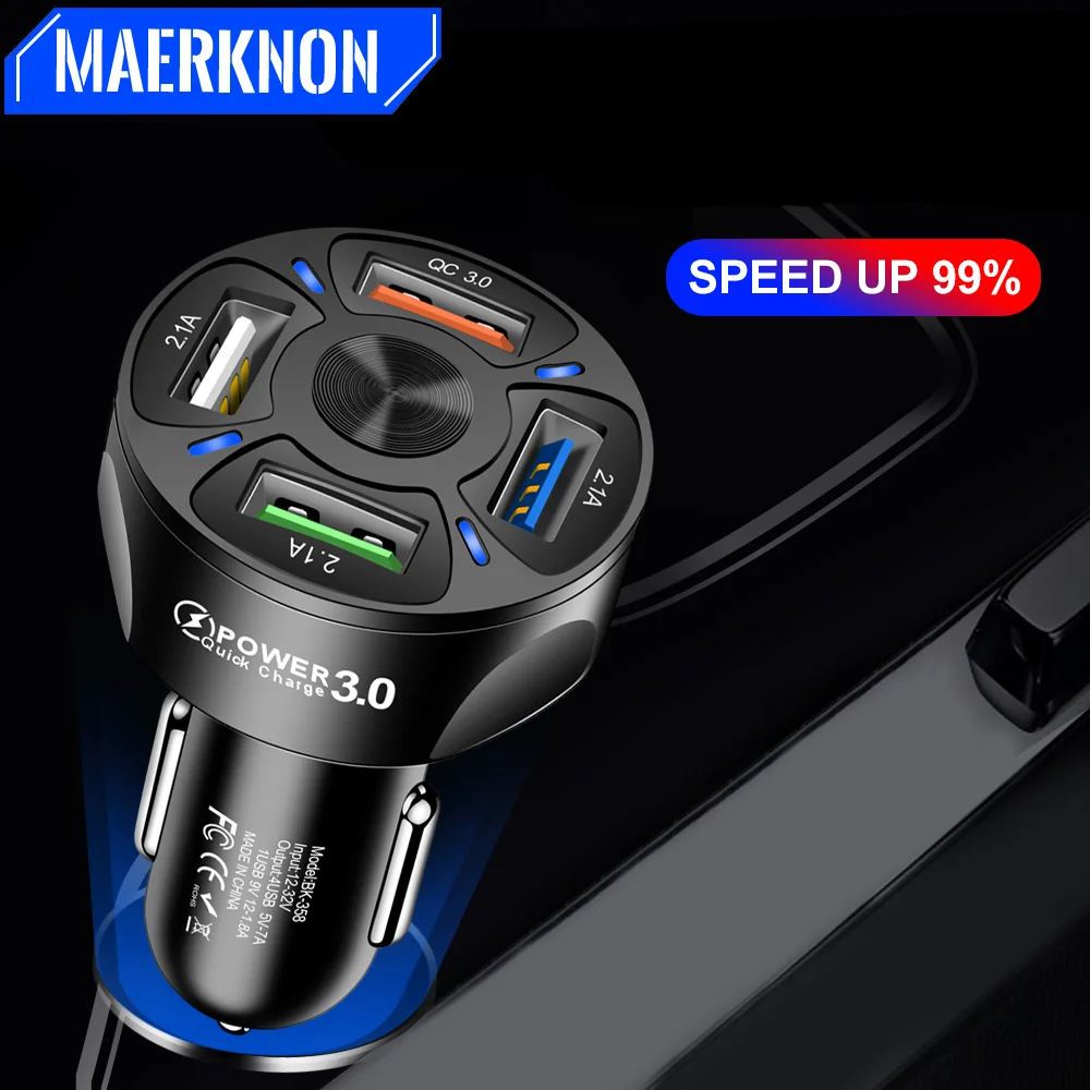 

Автомобильное быстрое зарядное устройство USB 40 Вт, 4 порта, новый адаптер для быстрой зарядки мобильного телефона в автомобиле для iPhone Xiaomi Huawei, быстрое зарядное устройство