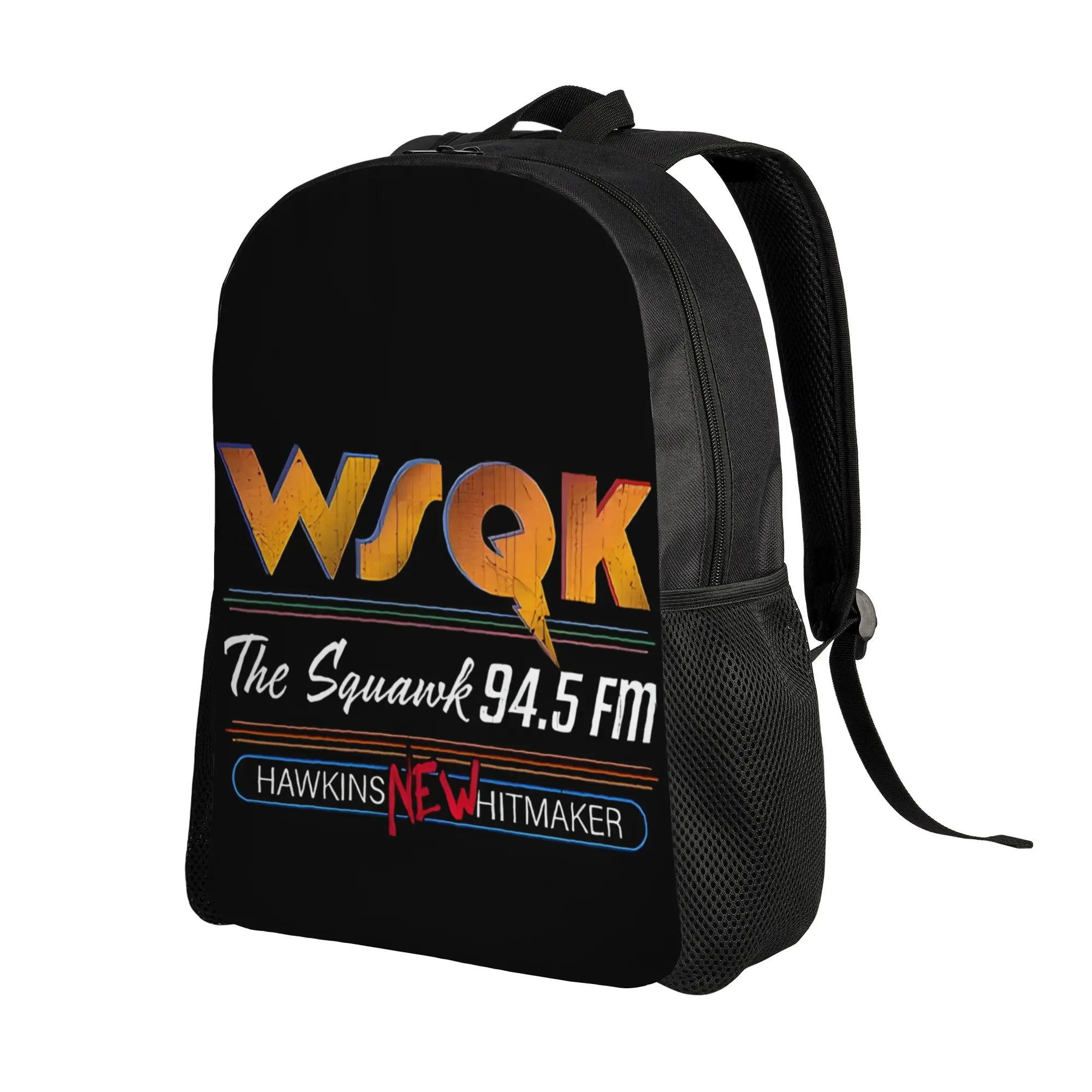 Back to school season Wsqk The Squawk Radio  Hawkins Underground Re Backpack WSQK High School Students Adjustable Strap Backpack