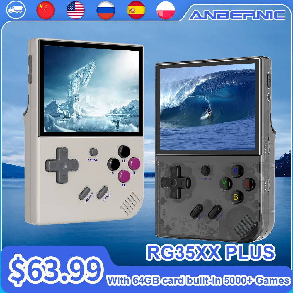 

ANBERNIC RG35XX Plus Retro Handheld Game Player ARM Cortex-A53 Linux Portable 5G Wifi Console Support Wireless/Wired Controlle