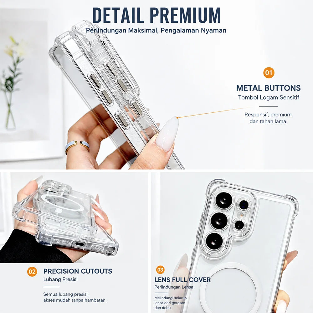 Magnetic Clear Case For Samsun - Phone Cases Brand ulasan dan harga