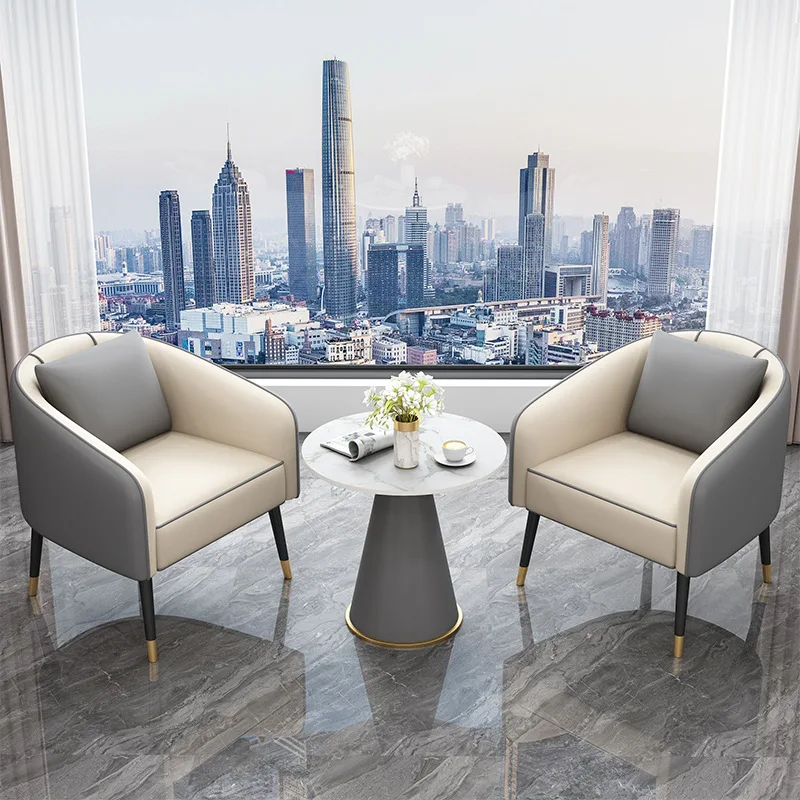Modern Office Reception Chair & Tea Table Combination with Rock Board for Salon Gym & Business Waiting Areas Hotels 5