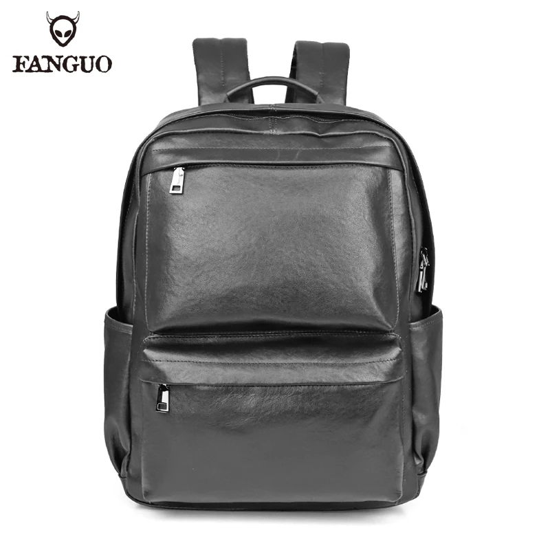 2024 New Style Cowhide Double Shoulder Genuine Leather Backpack Fit 14'' Laptop Business Computer Travel Schoolbag For Women Men