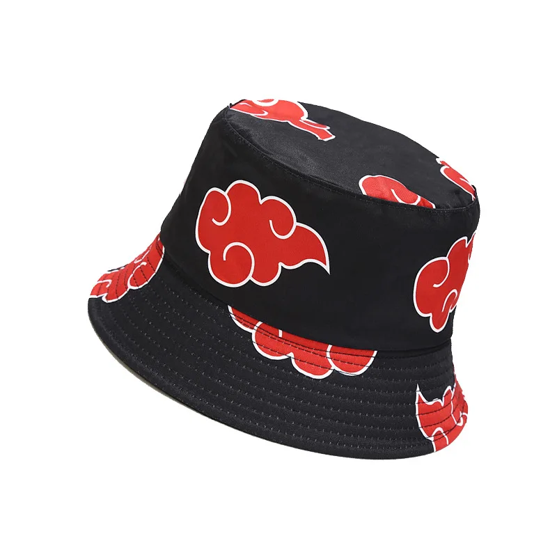 Rimiut Red Cloud Anime Cartoon Embroidery Bucket Hat Cotton Custom Men Women Sun Protect Fishing Hats LOGO Summer Caps