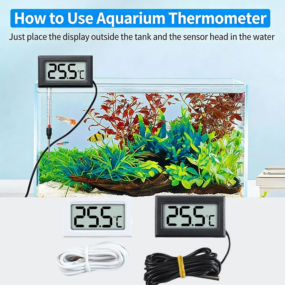 

1 Pc Digital LCD Thermometer Mini Portable Temperature Sensor Humidity Meter With Probe Suitable For fish box Aquariums