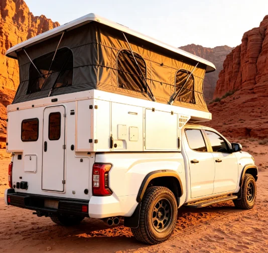 ABS hard shell pop-up roof tent camper module, complete kit for pickup truck. view 3