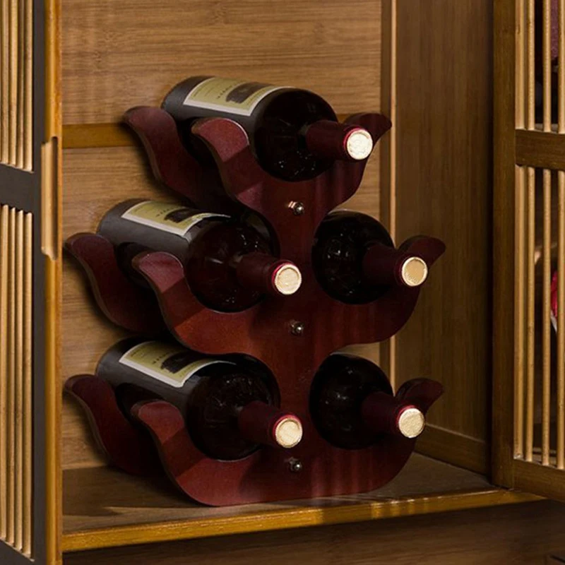Soporte de madera para vino, estante de almacenamiento de champán y cerveza, estante de exhibición para Bar doméstico para whisky, decoración europea para el hogar Retro