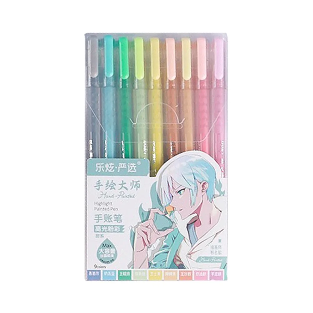 

9 Colors Hand Accounting Pen Set Quick Drying Writing Tools Color Gel Pen Large-capacity Vintage Marker School Office