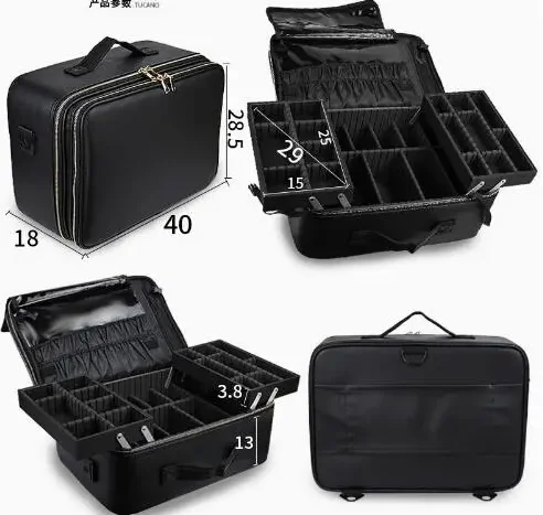 Professional  Women Makeup Artist Storage Box Makeup Case Makeup Bag Train Case Travel Cosmetic Case Organizer Box Brush Holder