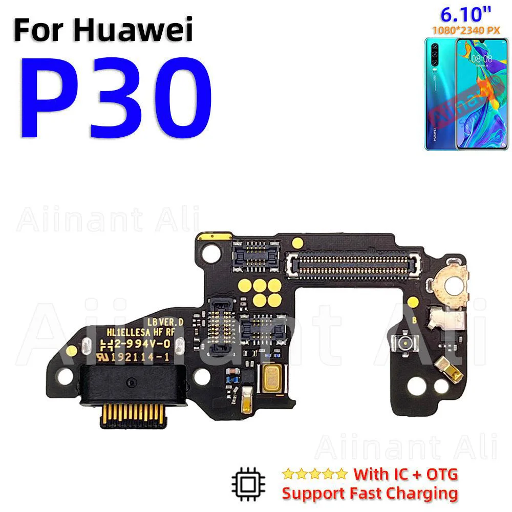 AiinAnt USB Fast Charger Dock Connector Charging Mic Board Flex Cable For Huawei P20 P30 Lite Plus Pro 2017 2018 Phone Parts