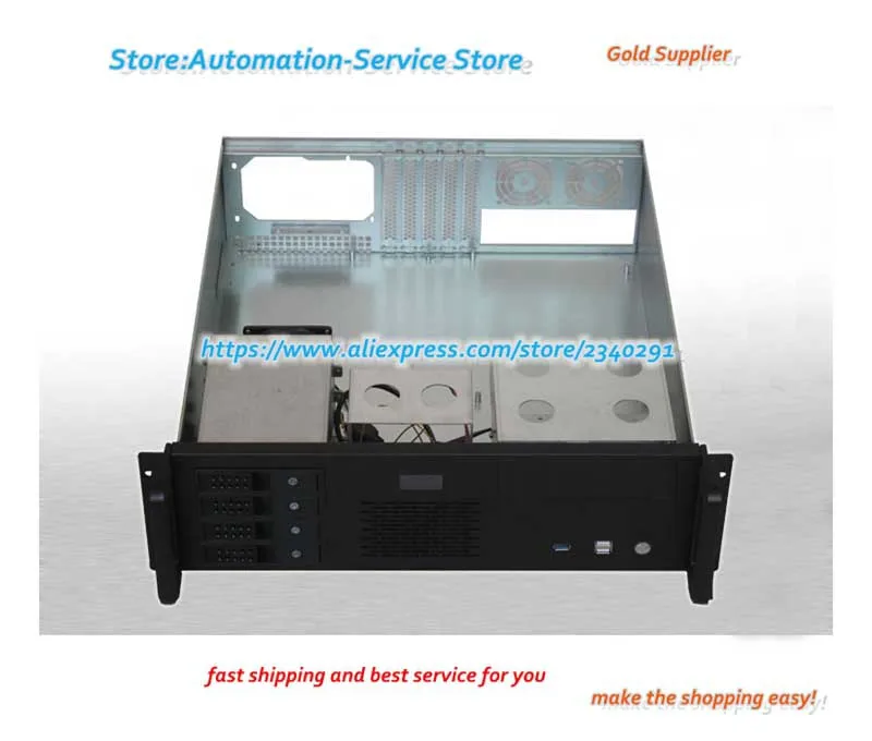 Chasis de servidor de control industrial 3U compatible con tamaño de PC enchufe caliente LCD monitoreo en tiempo real USB3.0