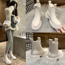 White Shoes Women's Boots Autumn Winter Footwear Boots-Women Rock Lolita 2024 Mid-Calf Ladies Rock Shoes Woman White Mid-Calf Bo