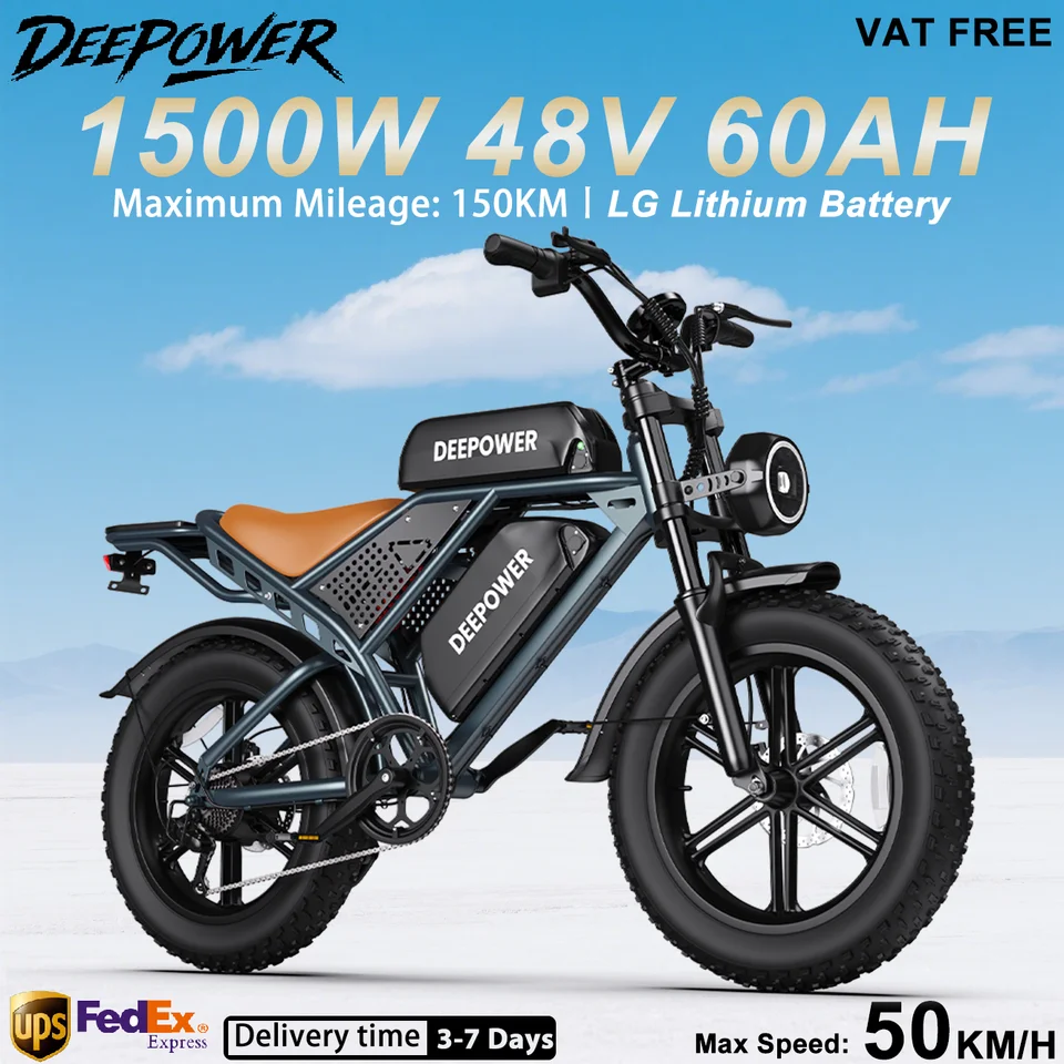 DEEPOWER QS7 Adult Electric Bike 1000W 48V 60Ah Dual Battery Off-Road Electric Bicycle 20 Inch Dual Suspension All-Terrain Ebike image 1