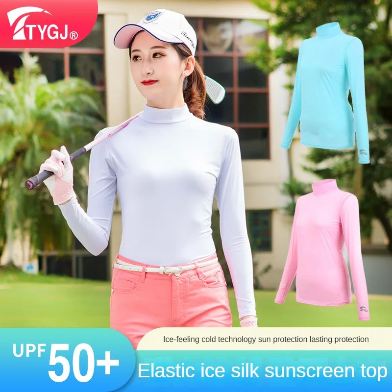 

TTYGJ Golf Clothing Spring and Summer Sunscreen Clothing Women's Ice Filament Backing Shirt Long Sleeve Soccer Shirt