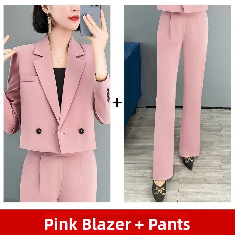 

Slim Fit Fashionable Suit Set for Women Straight Leg Pants Two Piece Set Youthful Early Autumn New Style Professional Workwear