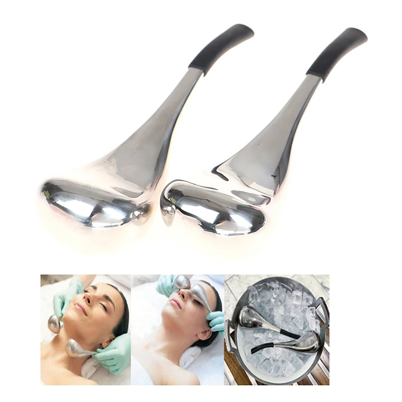 1/2PCS Globi di ghiaccio Strumento per la cura della pelle del viso per occhi del viso, bastoncini criogenici di bellezza del viso in acciaio inossidabile per uomini donne, globi spa rinfrescanti