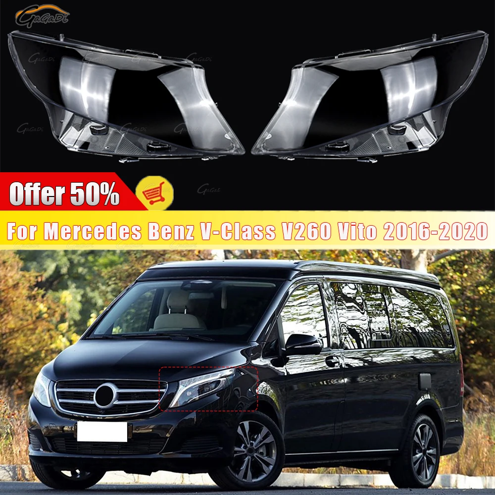 Clear Front Headlight Lens Shell Cover Fit For Mercedes Benz Vito W447 V Class V260 2016-2020 Auto Headlamp Replacement Parts