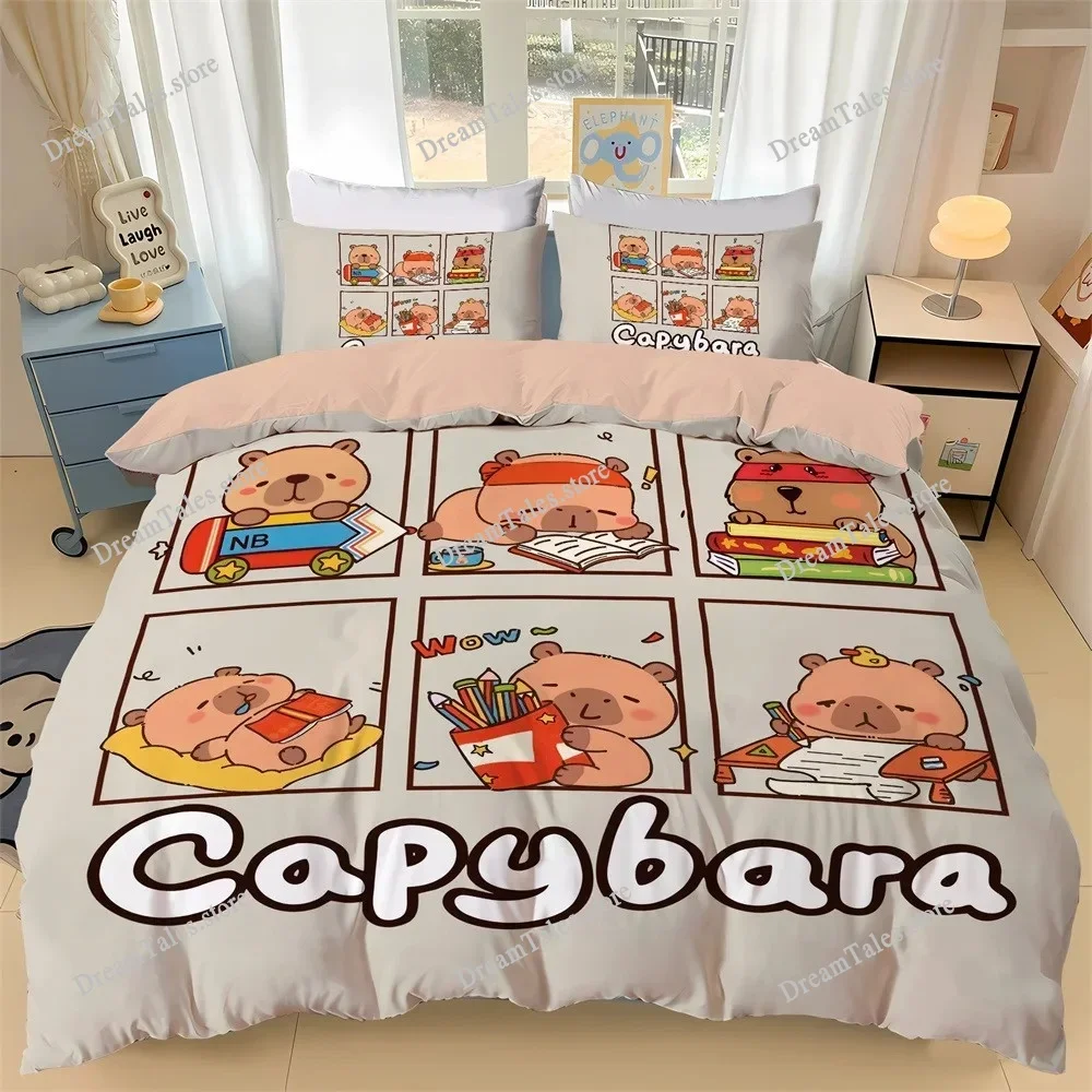 

3D Cute Capybara Print Bedding Set Capybara Duvet Cover Pillowcases Adult And Children Quilt Cover Single Double Large741