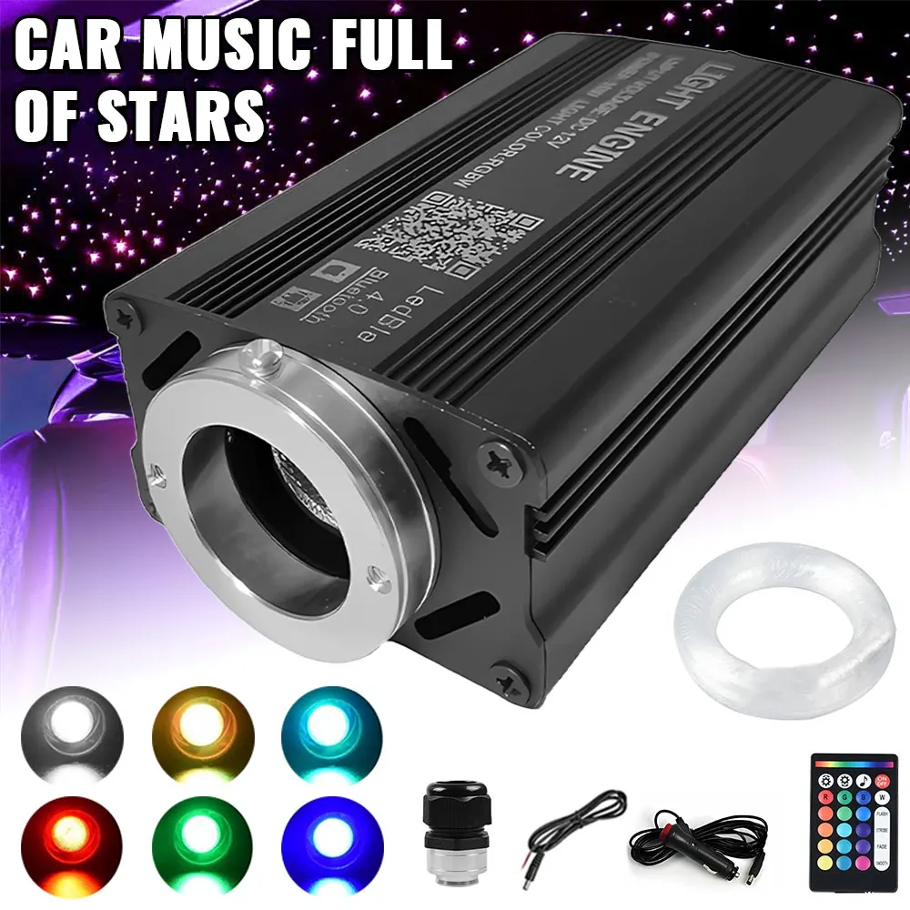 Car Starry Sky Light Auto Home Fiber Optic Lights Atmosphere Lamp Music Control Ceiling Lights RGB 12W 8 Colors Car Styling DIY