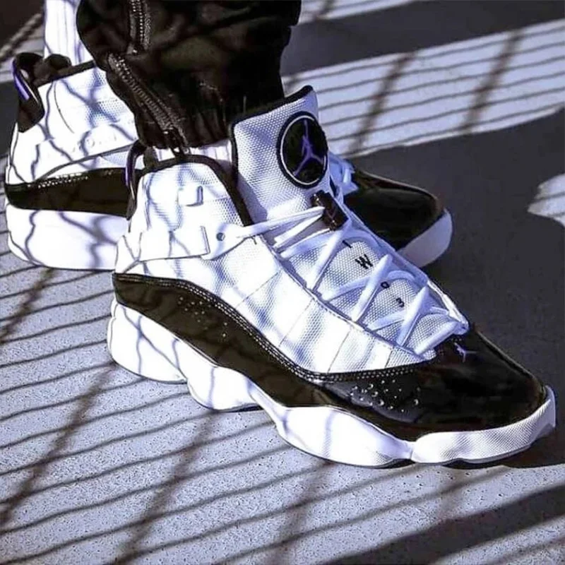 Jordan Air Jordan 6 Rings, zapatillas de baloncesto deportivas cómodas de media caña para niños mayores, en blanco y negro, mismo estilo para hombres y mujeres 323419-104