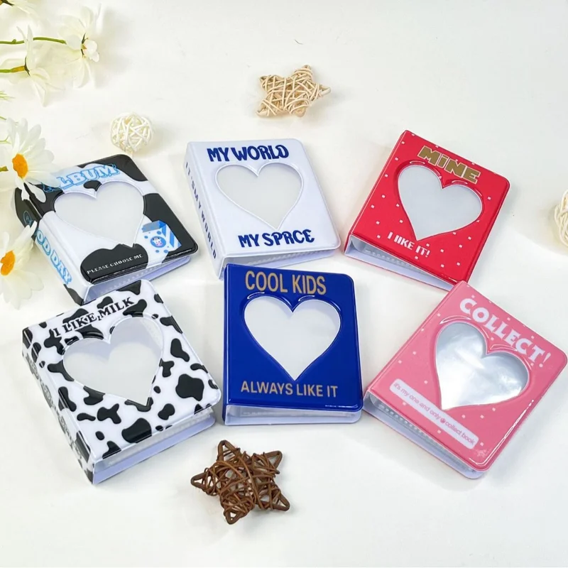 3inch Mini Heart-Shaped Photo Album for Fans, Loose-Leaf Insertable Game Souvenir Storage Card Album