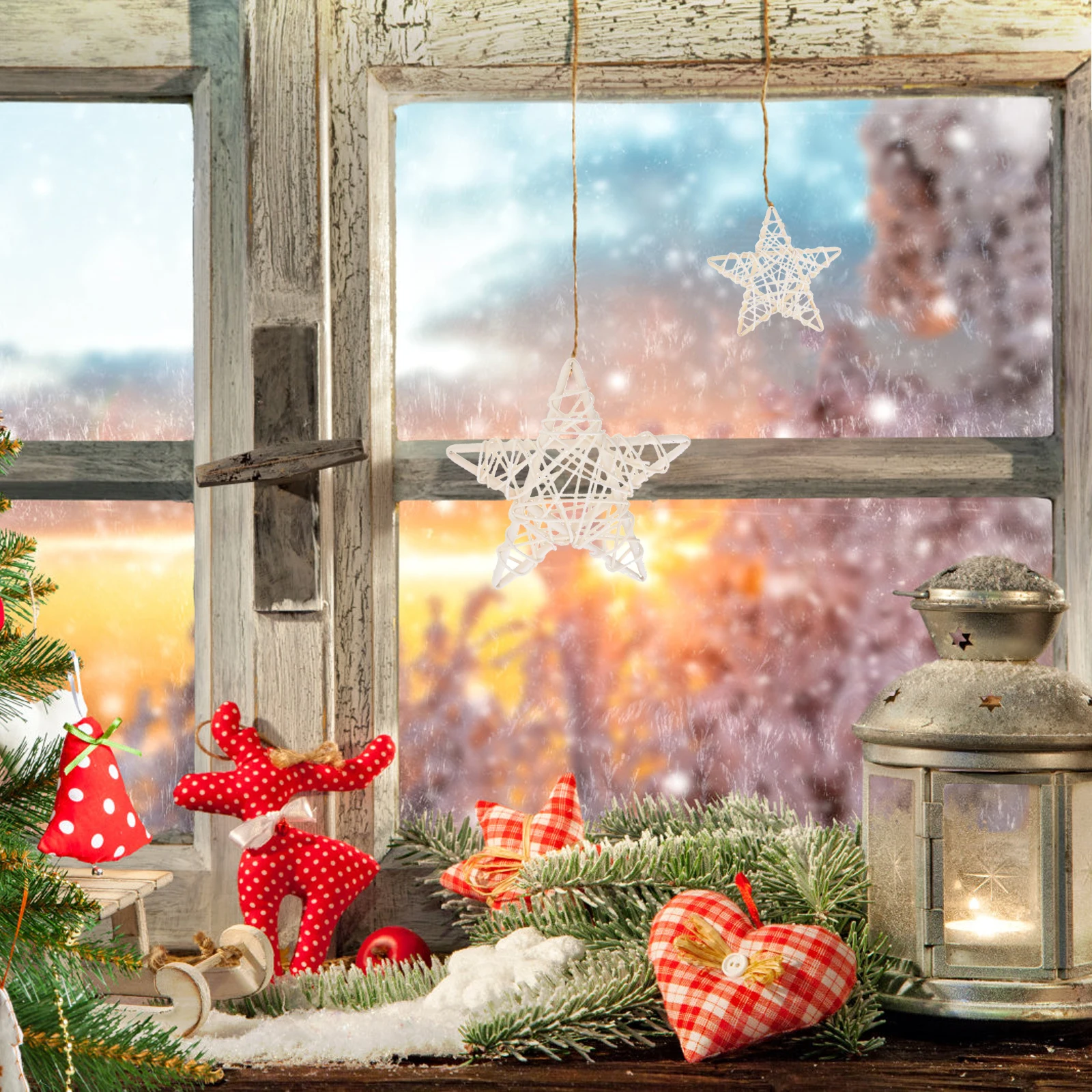 

8pcs Rattan Five pointed Star Decorations White Various Sizes 5CM 6CM 9CM 12CM 15CM 20CM 25CM 30CM Christmas Party Wedding DIY