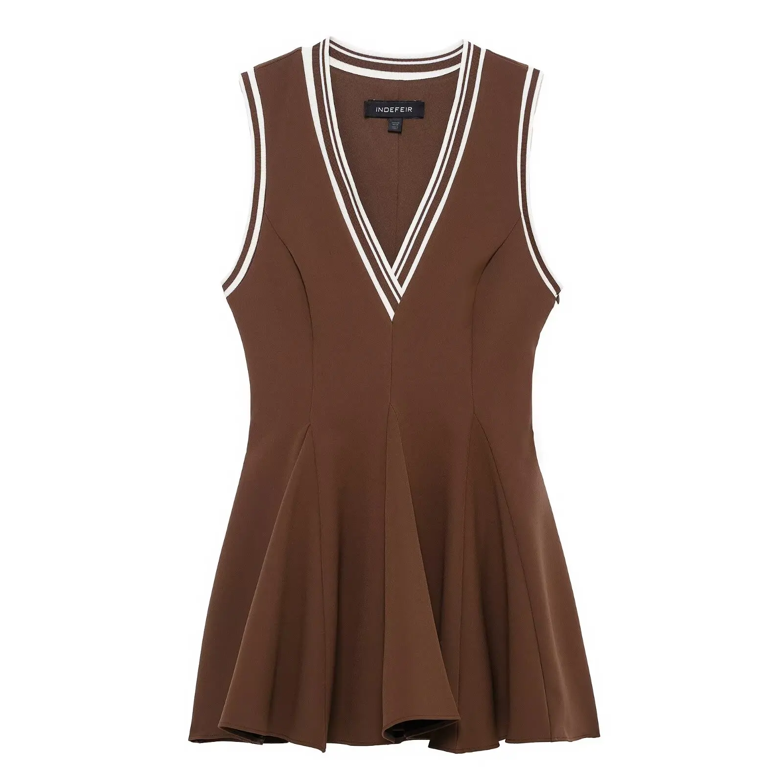 

Womens Hottie Sleeveless V Neck Mini Dress Sexy Casual Fashion Solid Color Wave Cut Design Spring Summer Fashion 2025