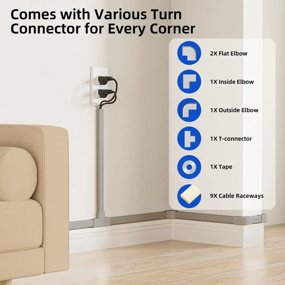 High Quality 1m Cord Hider Paintable Self-Adhesive Wall Wire Cover PVC Square Electric Wire Slot Office view 4
