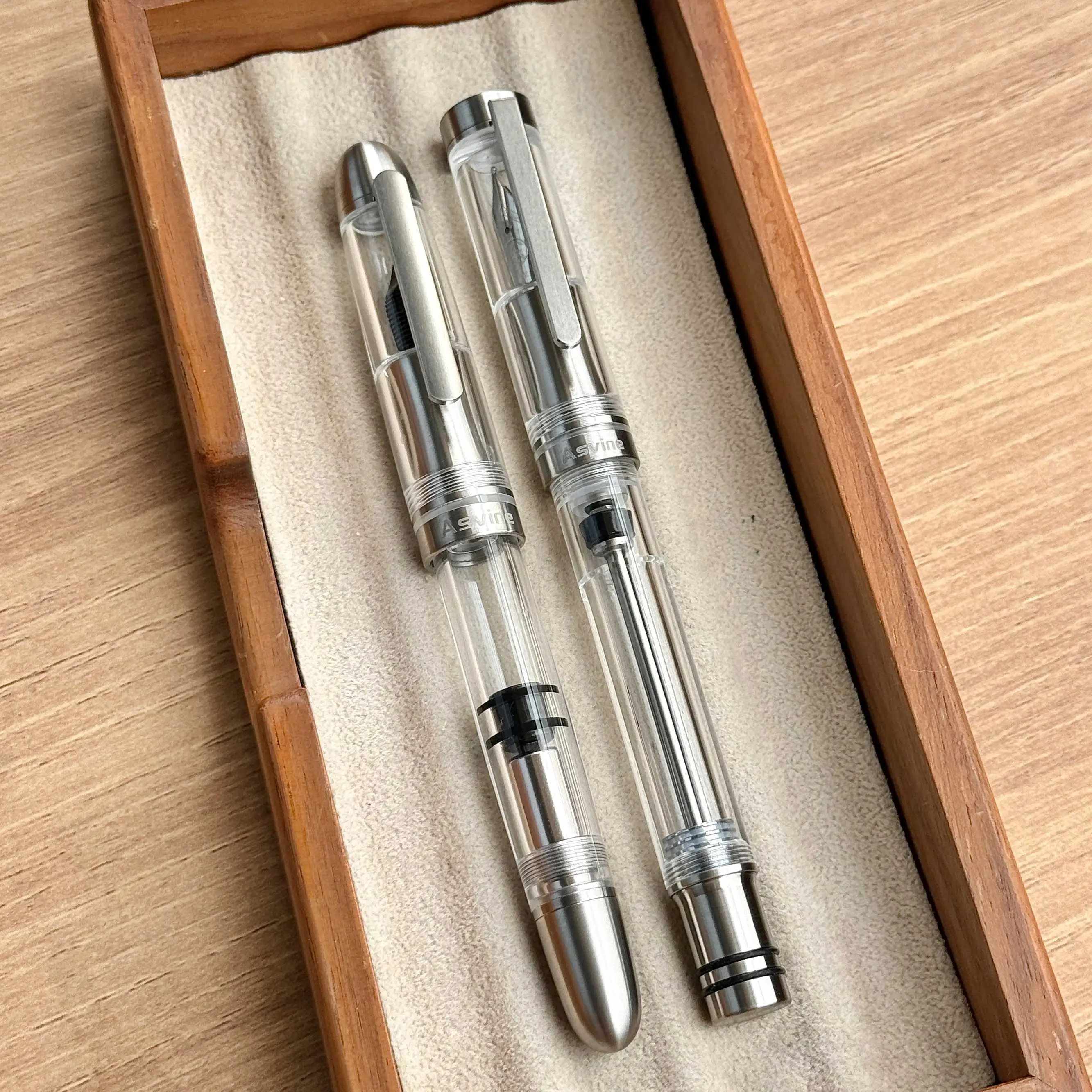 New Sale Asvine P36 V200 Titanium Fountain Pen Piston Filling Bock / Asvine EF/F/M Nib, Acrylic Smooth Writing Office Gift Pen