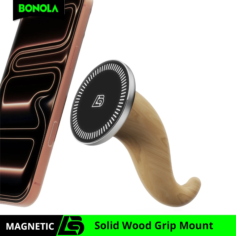 

Bonola Creative Wood Phone Holder for iPhone 17 Pro/16/15/4/13 Pro Max Magnetic Grip Cellphone Stand Portable Bracket