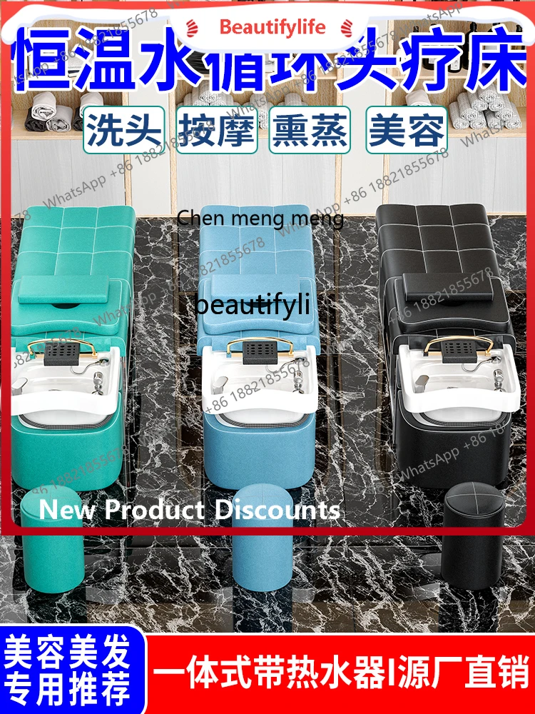 

scn8617 Ceramic Basin Steel Frame Head Therapy Shampoo Chair Barber Shop Beauty Salon Water Circulation Bed Fumigation