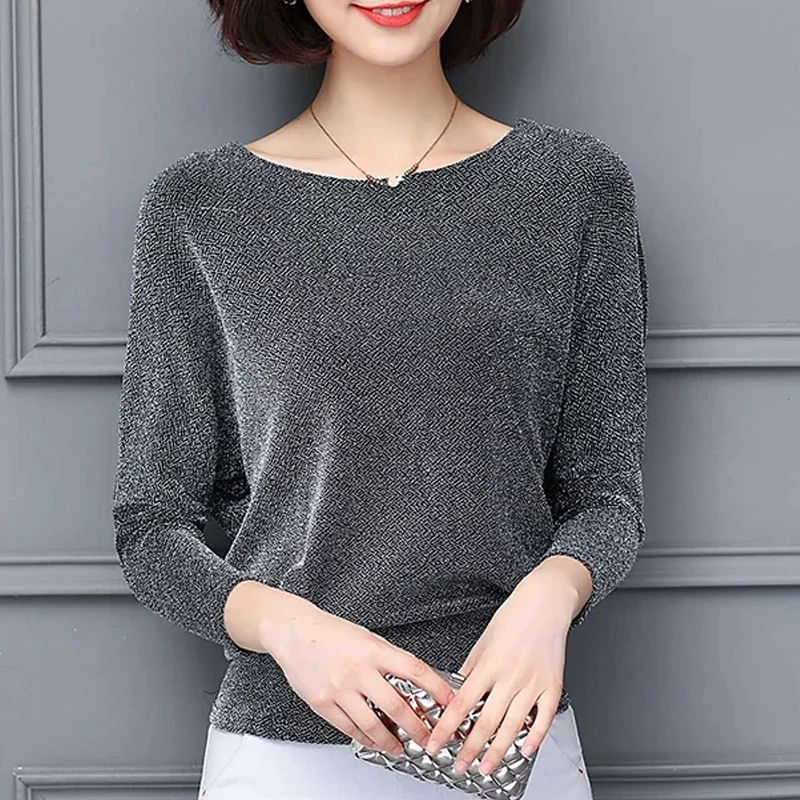 Elegant Fashion Classic Women Blouse Spring Summer Glitter Casual O neck Shirt Female Tops Tunic Vintage Women Blusas 15841