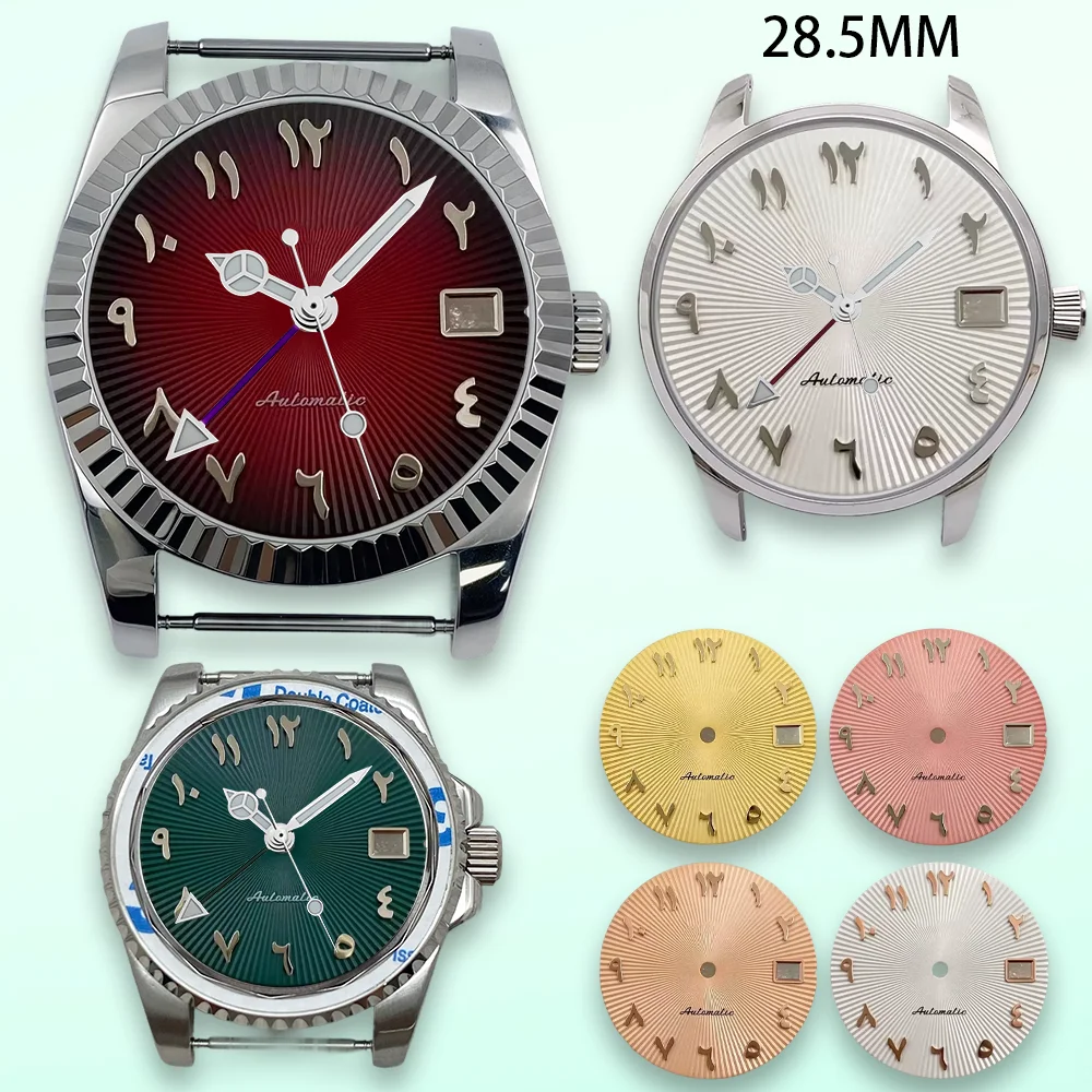Arabic numerals Dial Fit NH35 Japanese Movement Radial lines 28.5MM With calendar window nh35 Watch Accessories Watch case