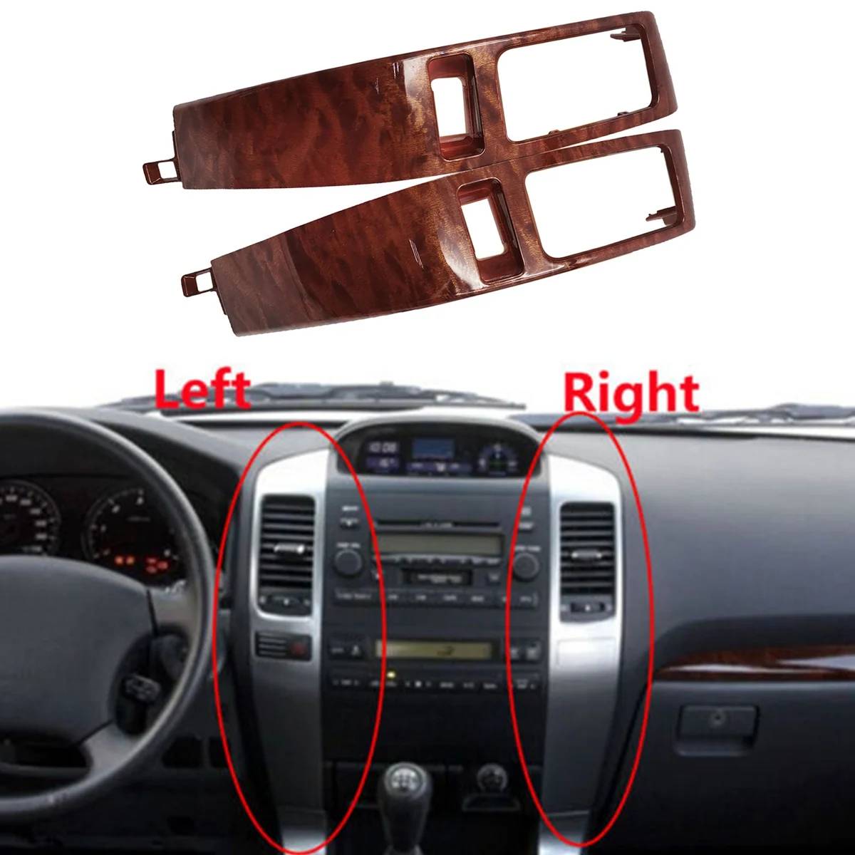

Car Air Conditioner Outlet Frame For Toyota Land Cruiser Prado 120 FJ120 Lexus GX470 2003-2009 Replacement Dark Walnut
