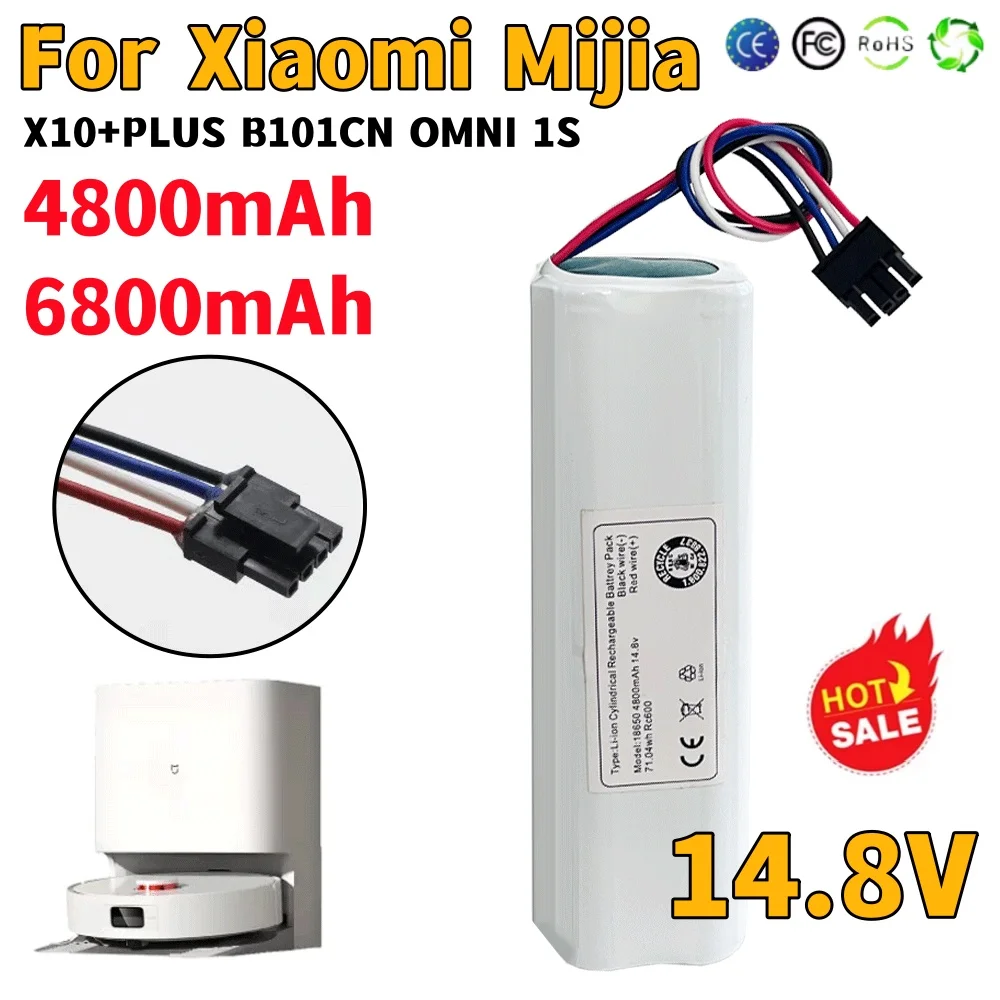 6800mAh Battery 14.8V for Xiaomi Mijia X10+PLUS B101CN OMNI 1S and Dreame F9 D9 L10 Pro Plus S10 S20 X10 Sweeping Mopping Robot