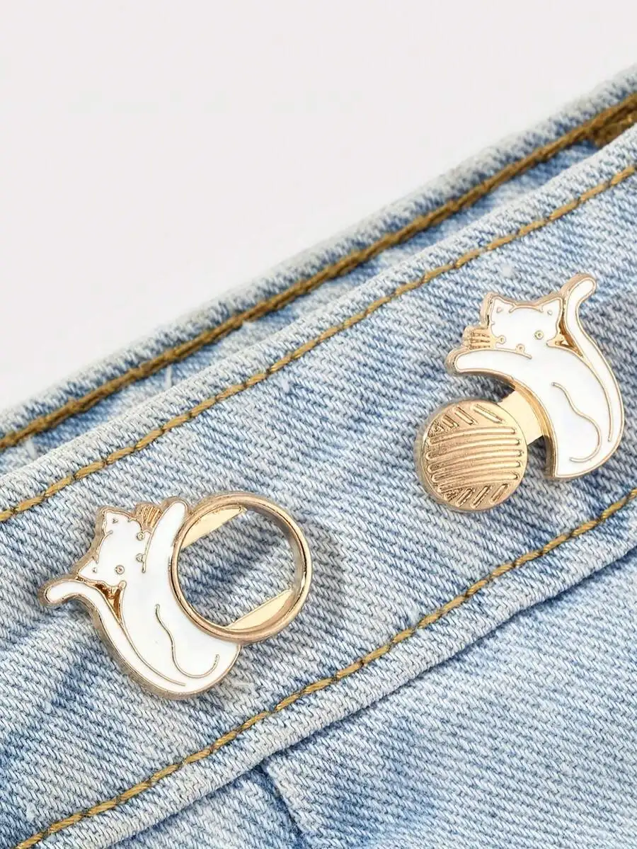 1 Set Waist Cincher, Adjustable Waist Belt Buckle, Suitable For Jeans, No Sewing Required, Button Adjuster,Fits Pants And Skirts