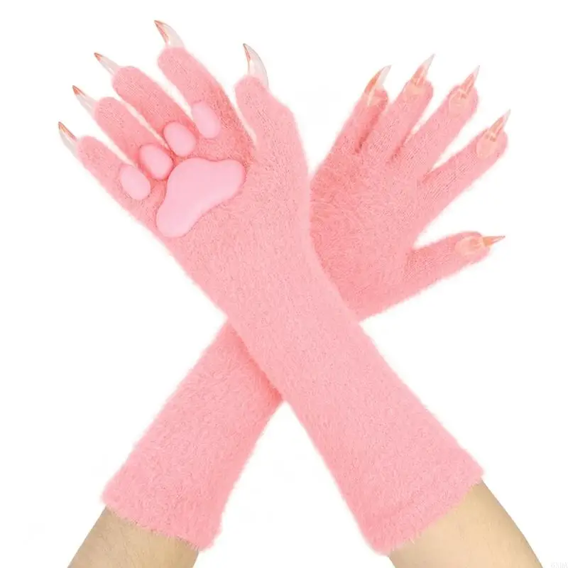 スリーブの爪を備えたシリコンロンググローブハロウィーンのロールプレイのためのぬいぐるみパッドコスプレ6xda