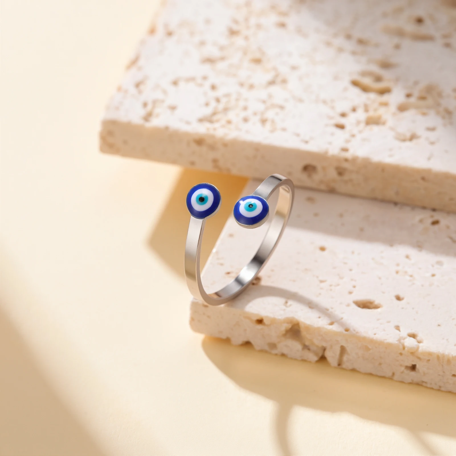 Women's Adjustable Evil Eye Open Ring, Gold Color