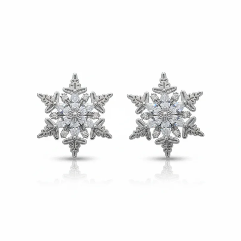 

MURMUR Delicate Snowflake Stud Earrings Silver Tone Crystal Winter Fine Jewelry