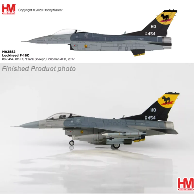 

1/72 Scale HM HA3882 US Air Force F-16C Fighter Black Sheep Squadron 88-0454 F16 Model Aircraft Collectible Toy Gift